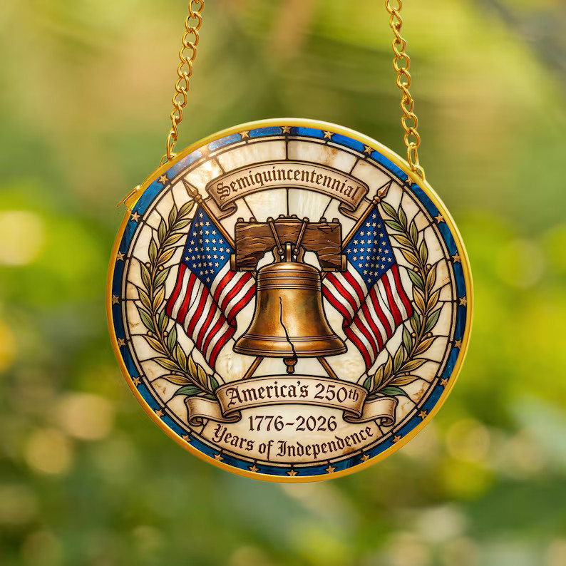 Liberty Bell USA 250th Anniversary Suncatcher Glass