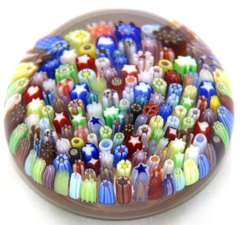 Large Splendid PARABELLE Close Pack Multi Color Millefiori Art Glass PAPERWEIGHT