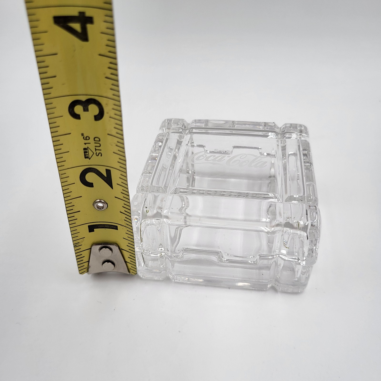 Vintage Cut Crystal Square Shaped Trinket Box with Lid, Coca Cola