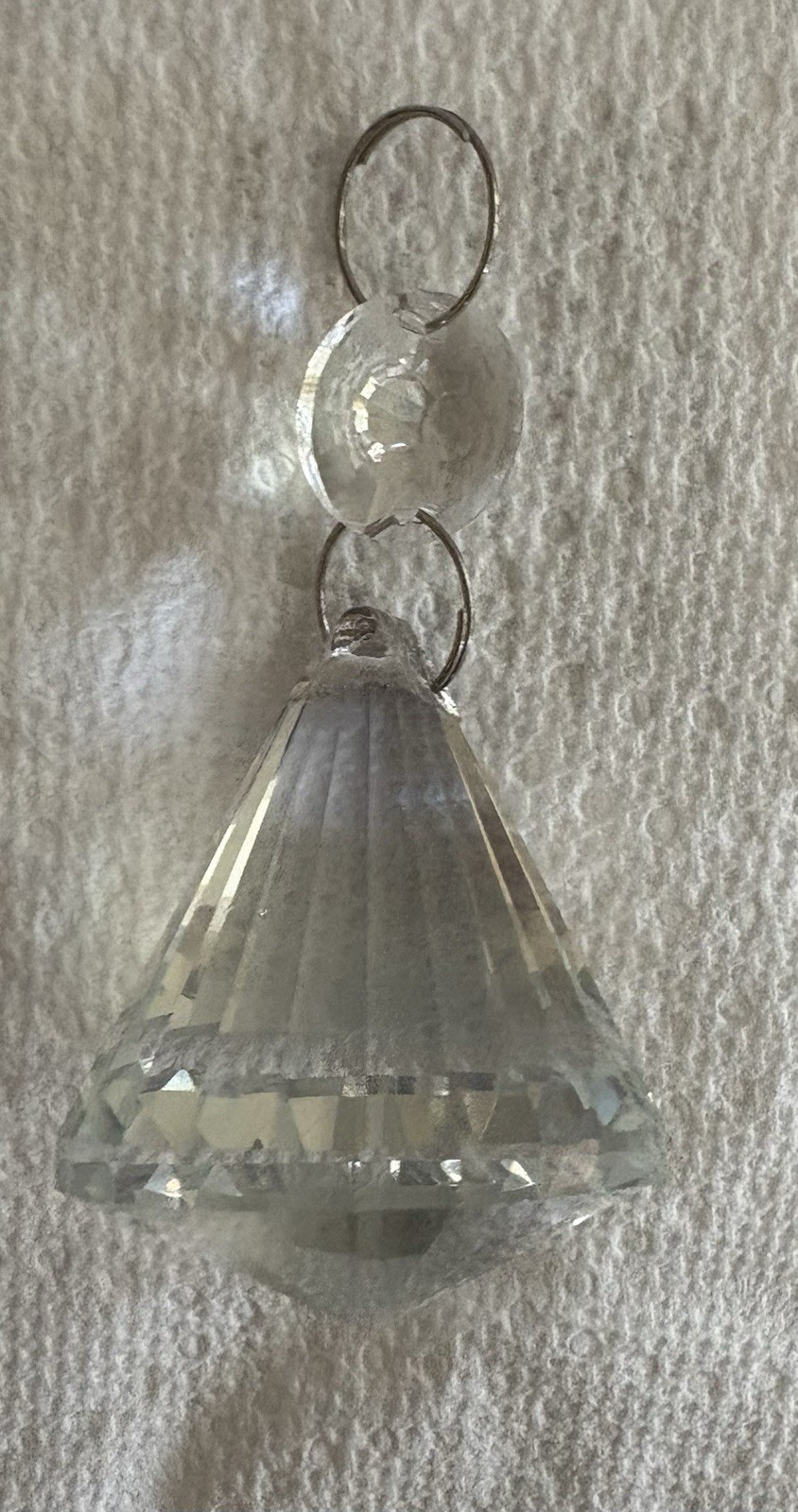 75mm Clear Crystal Diamond Prism +Disc 2 Tier Chandelier Pendant Decor Xmas Tree