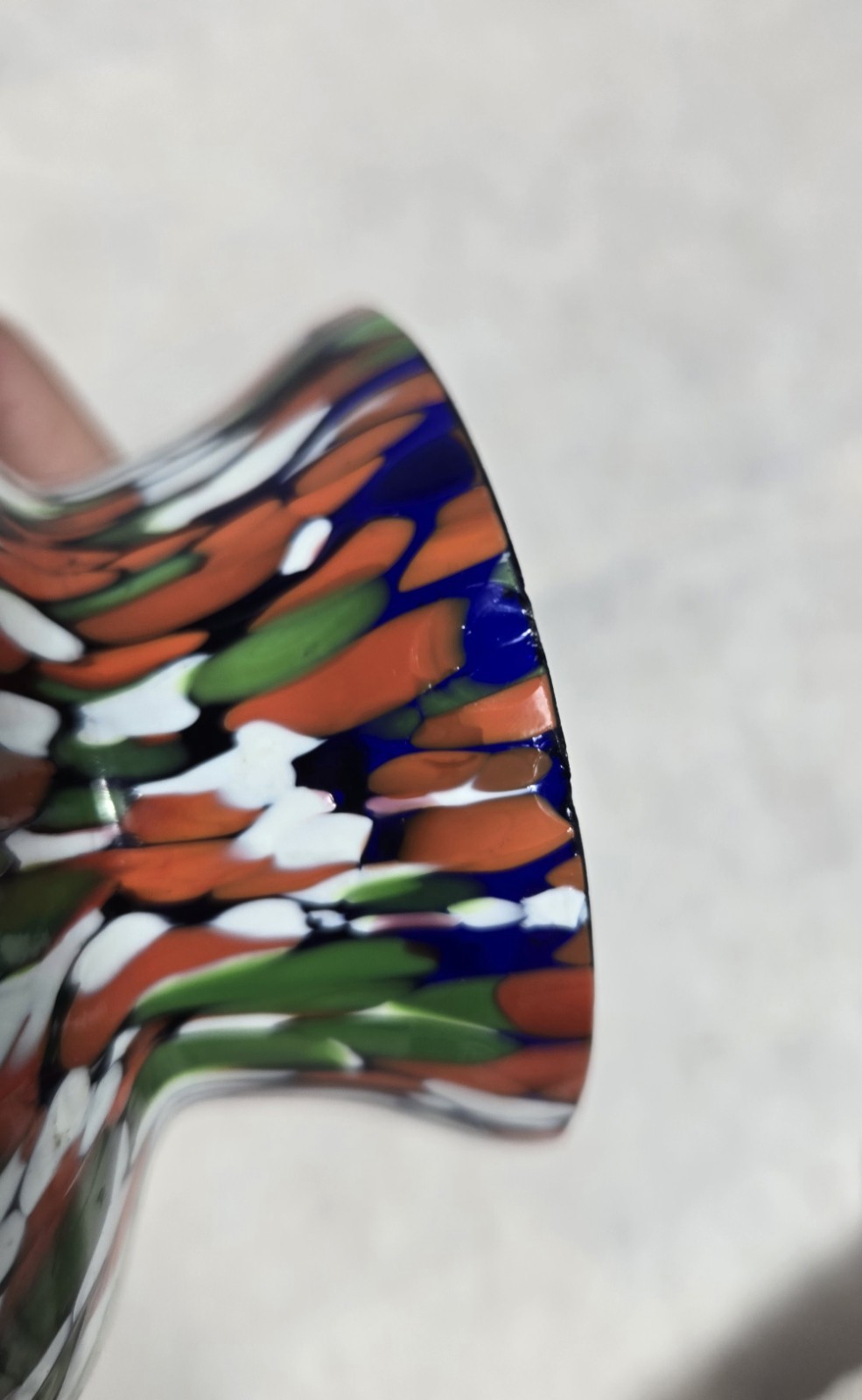 Vintage Czechoslovakia Splatter Art Glass Vase Signed Cobalt Blue Lot Of 2
