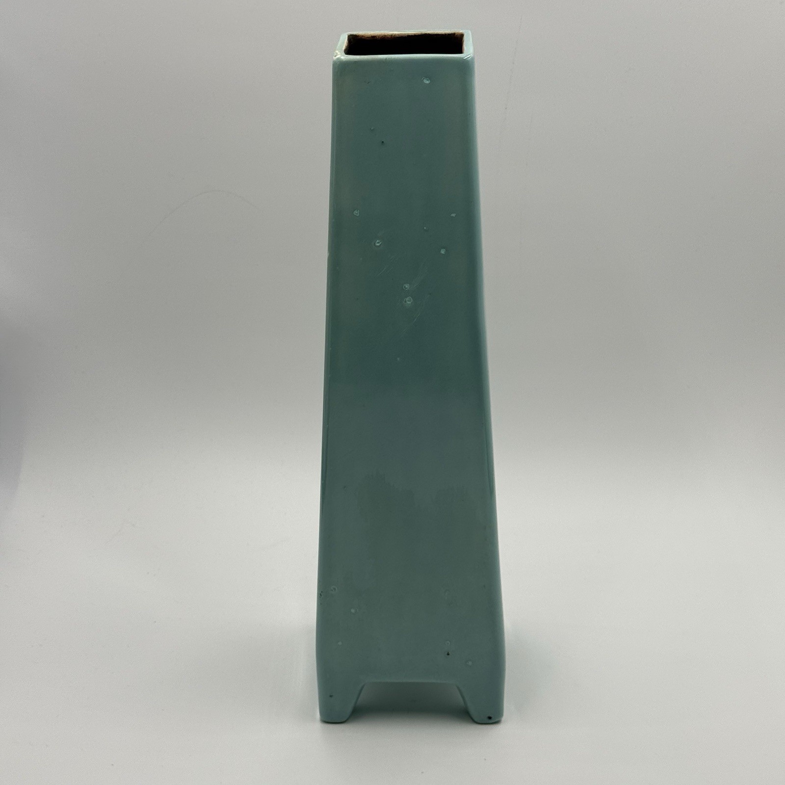 Art Pottery Handmade Tall Footed Turquoise MCM Style Deer Vintage Unique Vase