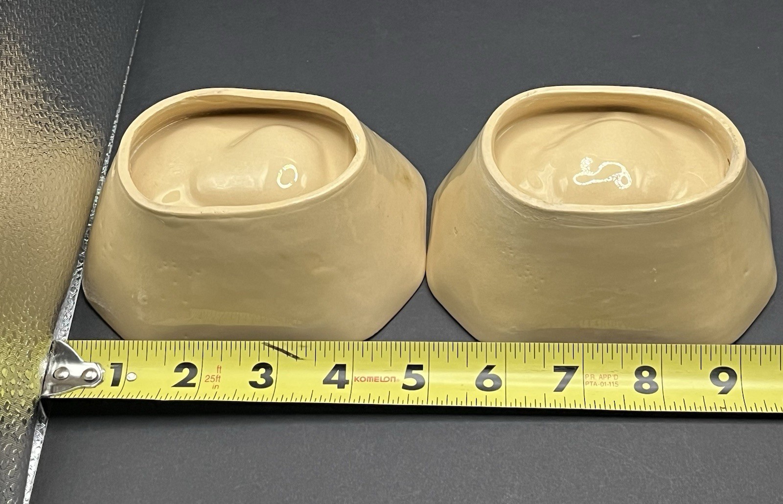 Vintage Set Of Glazed Ceramic Pottery Jello Molds – Pear – Grapes Design