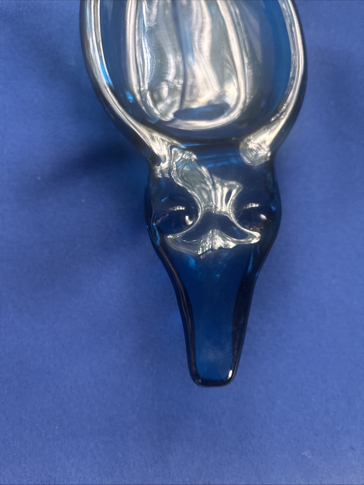 Vintage Viking BLUE Glass Alligator Ashtray Trinket Mid Century MCM 11”