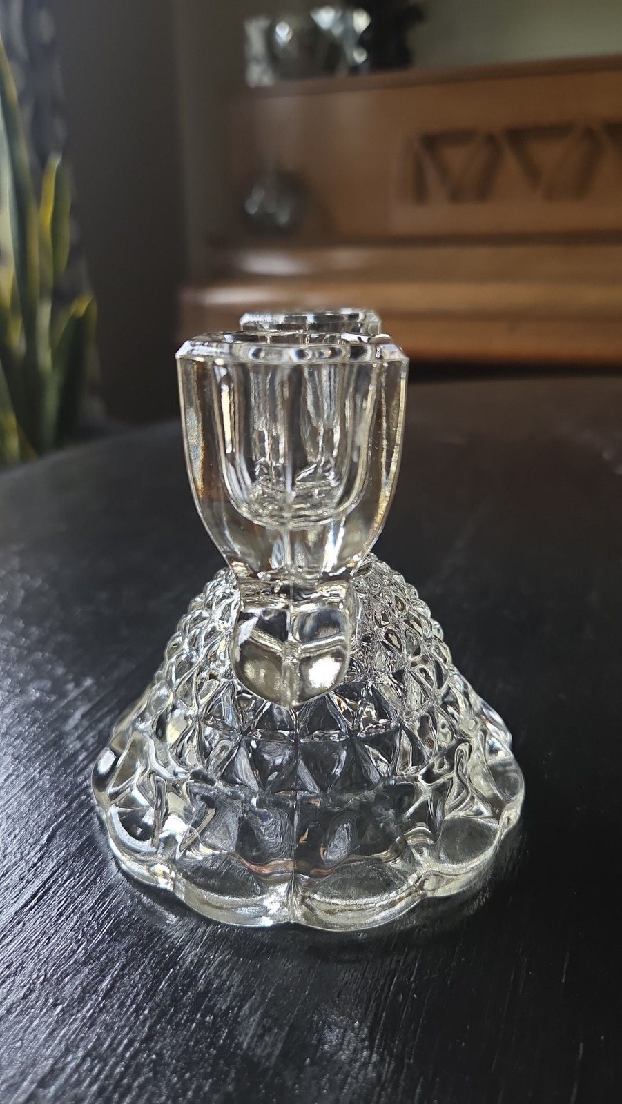 Vintage Imperial Glass Katy Laced Edge Double Candlestick Holder