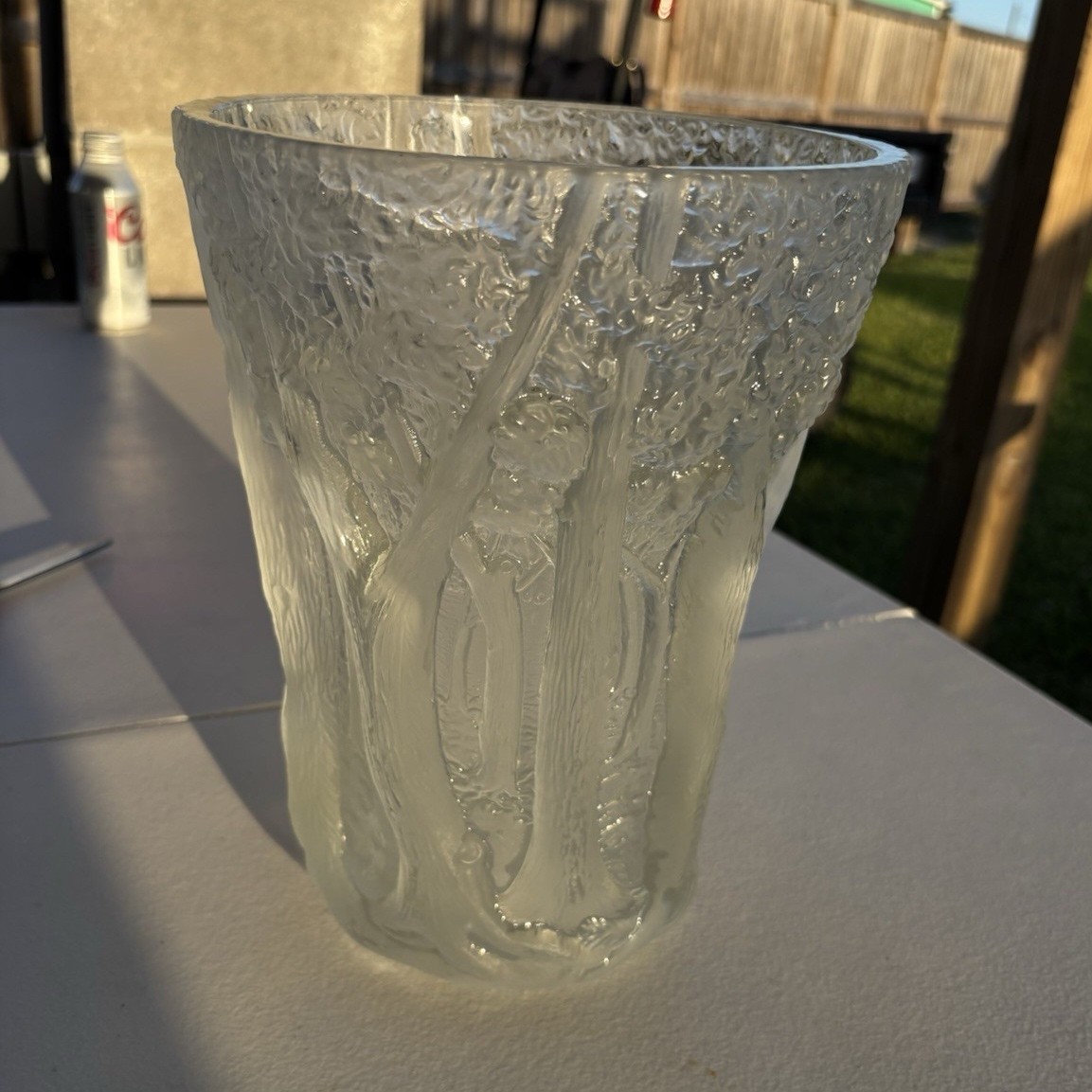 Clear Textured Glass Vase Decorative Art Dans la Forêt Vase Centerpiece