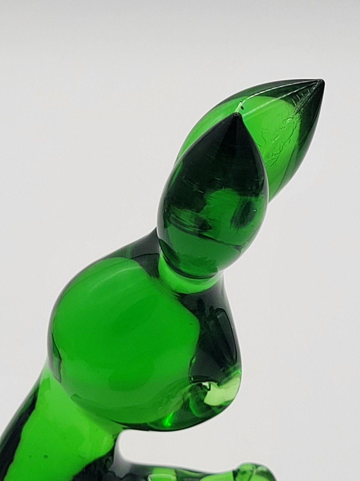 Kanawha Emerald Green Art Glass Rabbit Hand Blown Figurine 4.5″ X 2.5 Mint