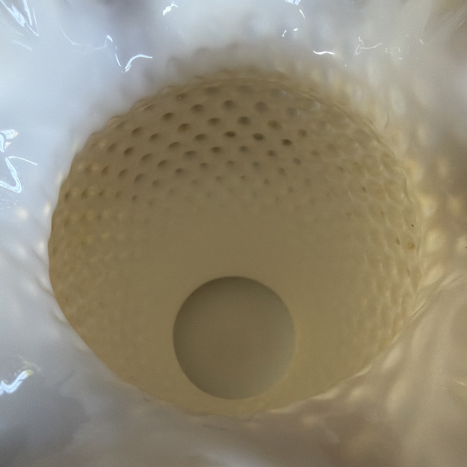 Rare Vintage Fenton Art Glass Honey Amber Ruffled Cased Hobnail Vase. 8” Ex Cond