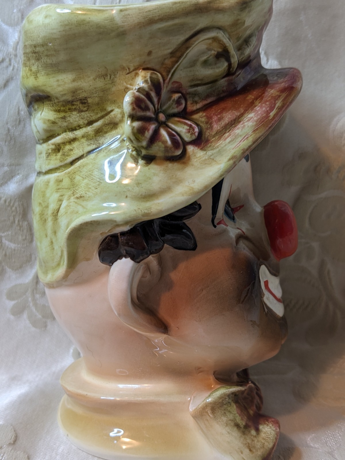 Vintage Lefton Happy Hobo Clown Head Vase 6.5 in Excellent Condition