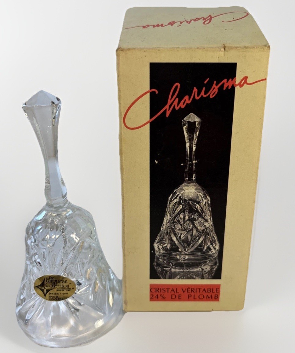 NIB Vtg 1983 Charisma Cristal Veritable/24% Lead Crystal Boudoir Petite Bell