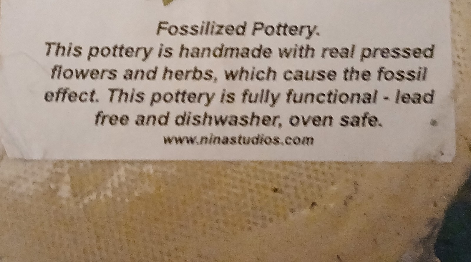 2 Handmade Pressed Flower Herb Pottery Mugs Gives Fossilied Effect. Unique NOS