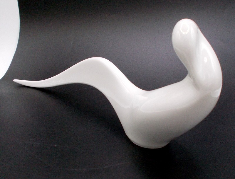 Vintage Royal Dux Jaroslav Jezek Porcelain Bird Figurine MCM Abstract White