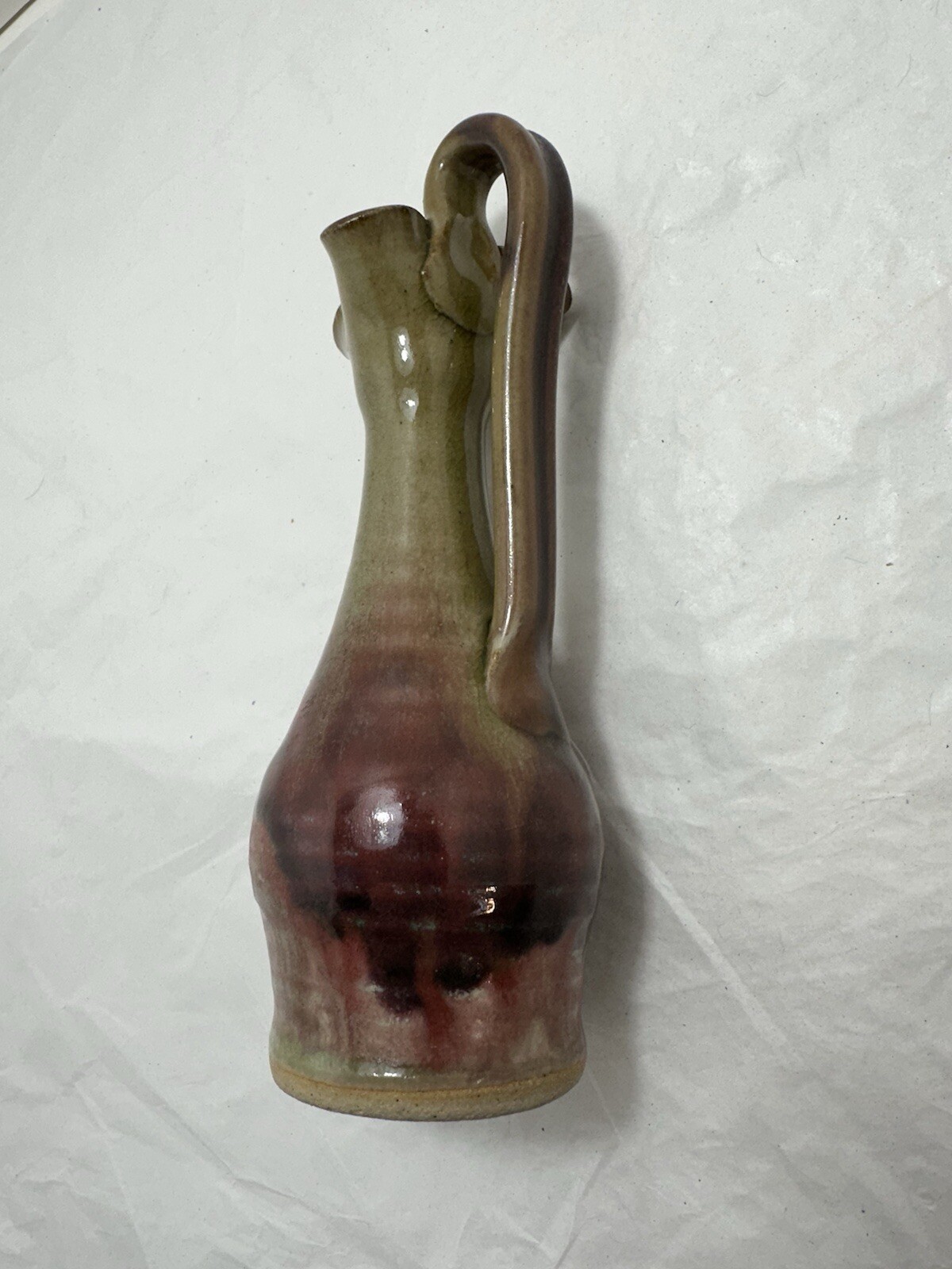 NicholsPotteryRebeccaPitcherHuckleberrySigned7.5”Biblical