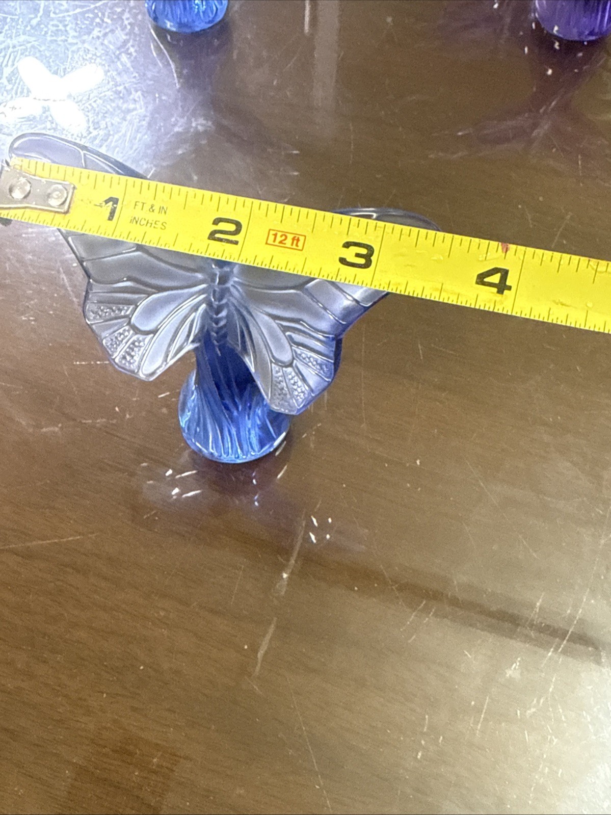 Lalique Blue Butterfly Mint Condition 3.5” Signed