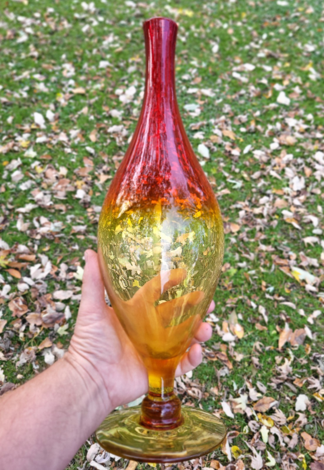Blenko Glass Decanter Bottle Tangerine 6528 Joel Myers MCM c1965 NO STOPPER