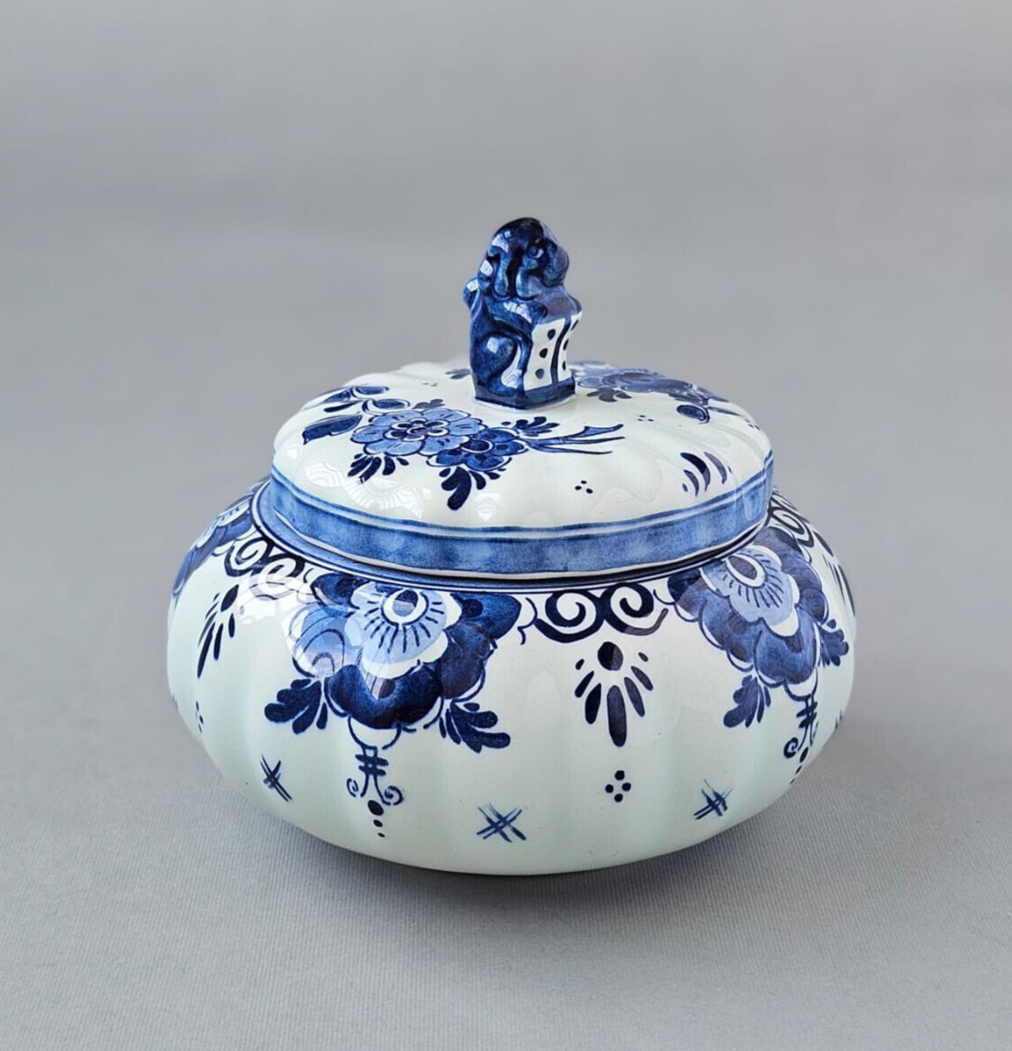 Vintage Royal Goedewaagen Delft Blue Bonbon Dish Lid 13cm Koninklijke Holland