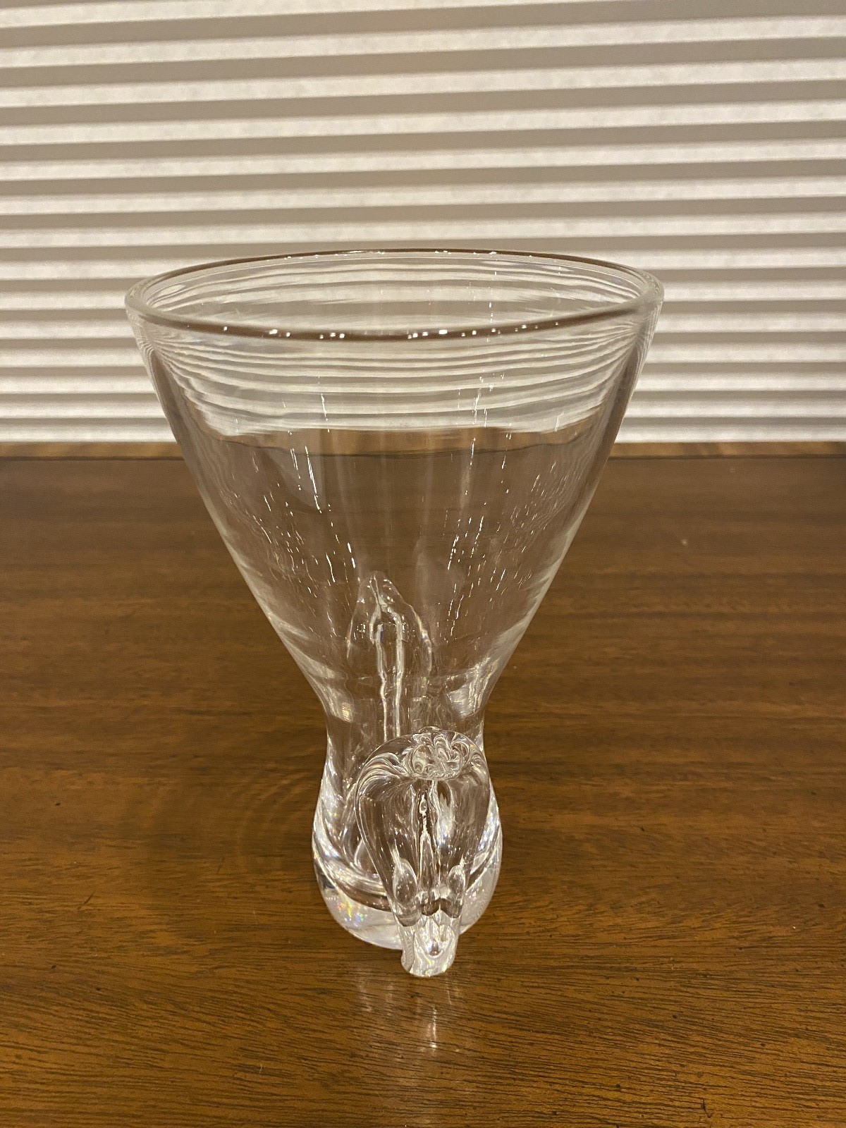 BEAUTIFUL VTG STEUBEN Lyre Crystal Vase By Lloyd Atkins SIGNED 7.75″H