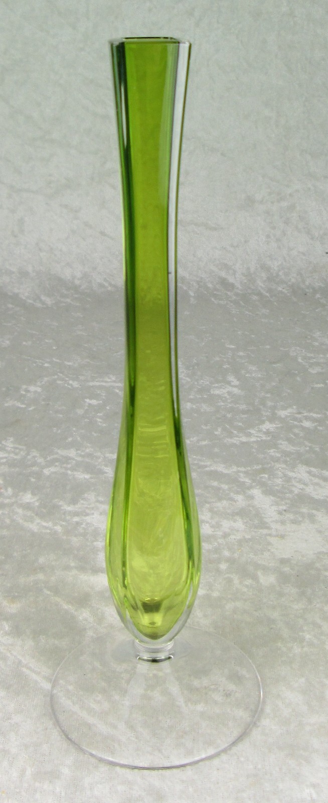 Val St Lambert Green Cased Glass Bud Vase 9-1/4 inch Tall Mid Century Modern VSL