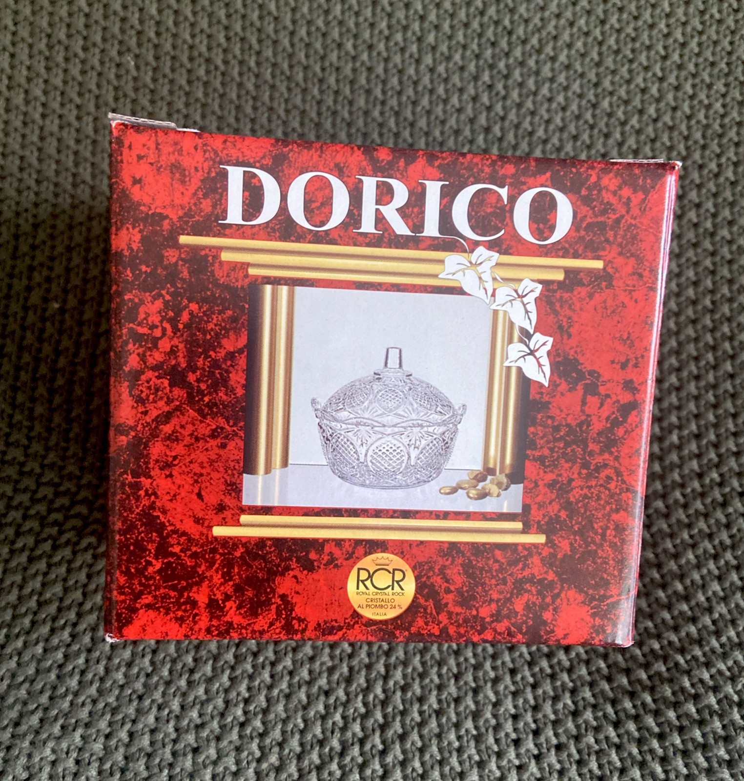 Vintage Dorico RCR 24% Lead Crystal Trinket Box Glass Dish Italy NEW #884B