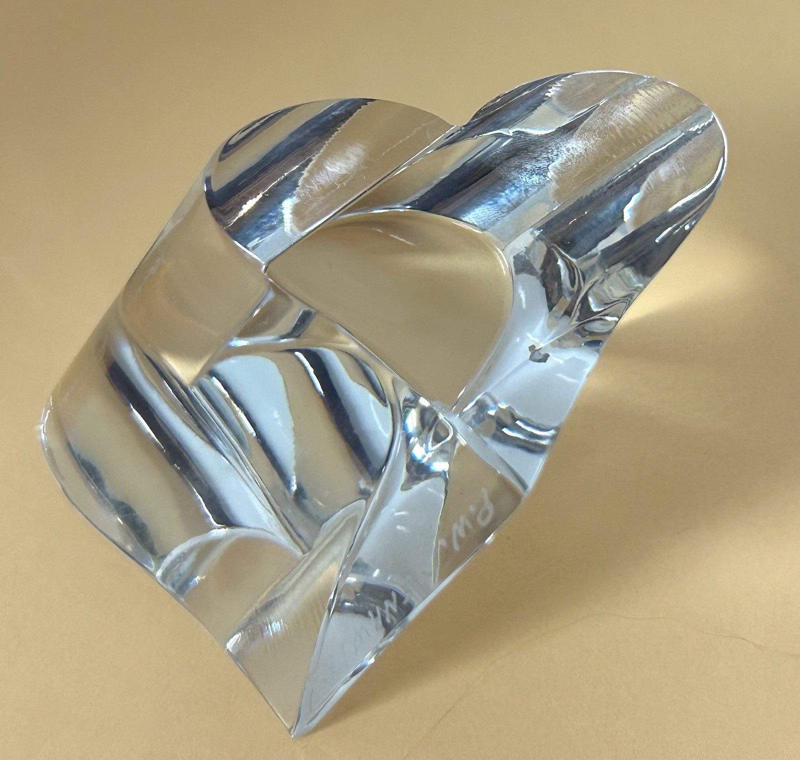Signed Daum France Crystal Heart Paperweight by P.W. Yenawine