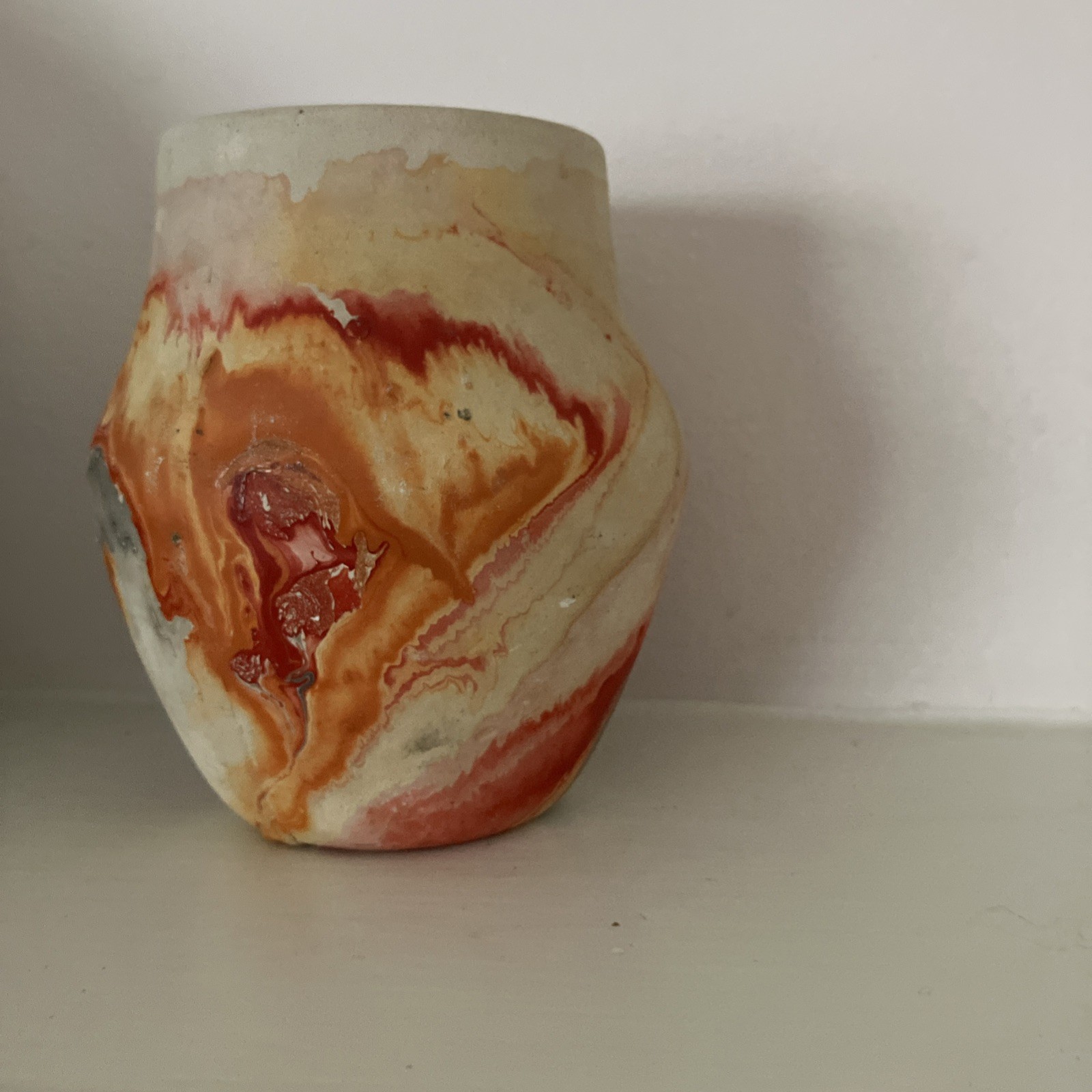 Vintage Nemadji Vase Red Orange Swirl Southwest 5”