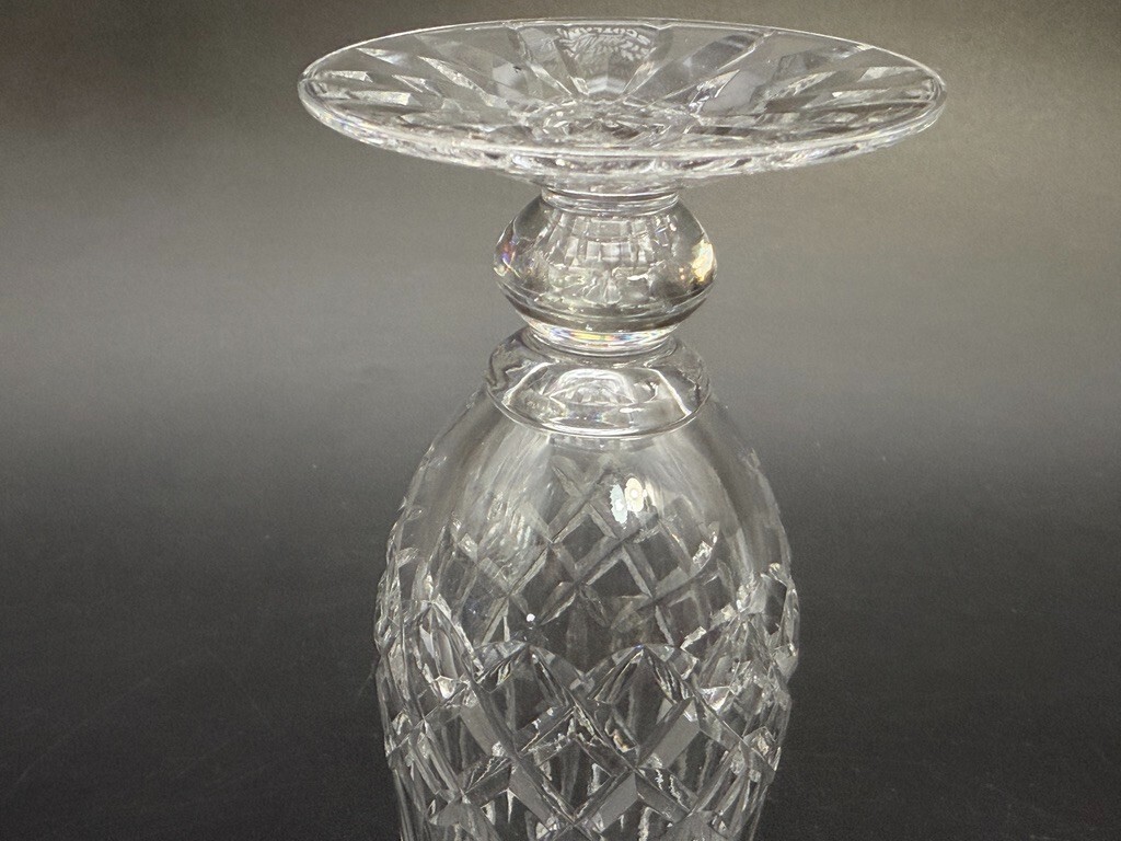 Signed Made in Edinburgh Scotland 7″ Cut Glass Crystal Footed Flower Vase EXC