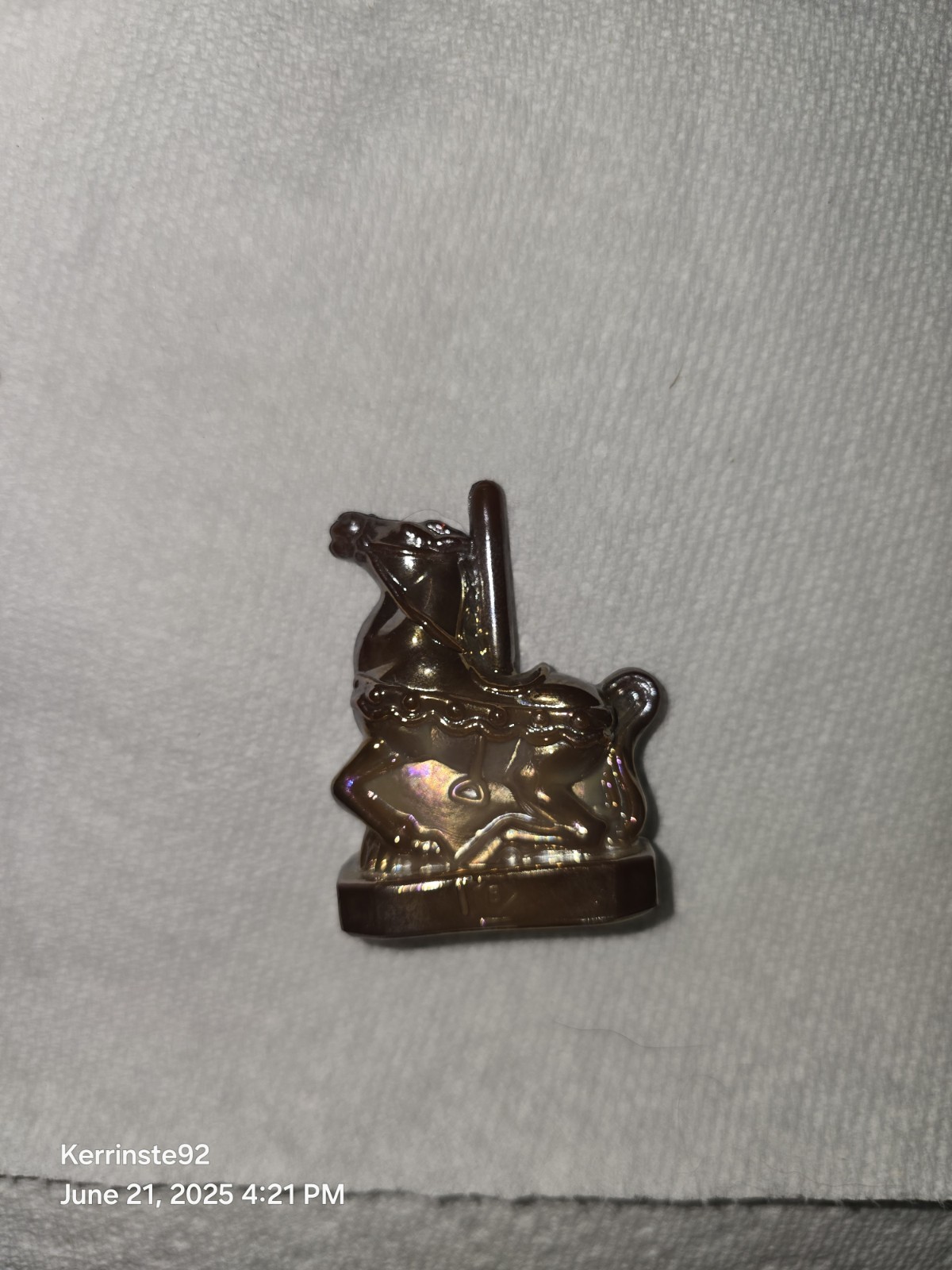 Vtg Boyd Art Glass Taffy The Carousel Horse Milk Chocolate Carnival Slag Glass