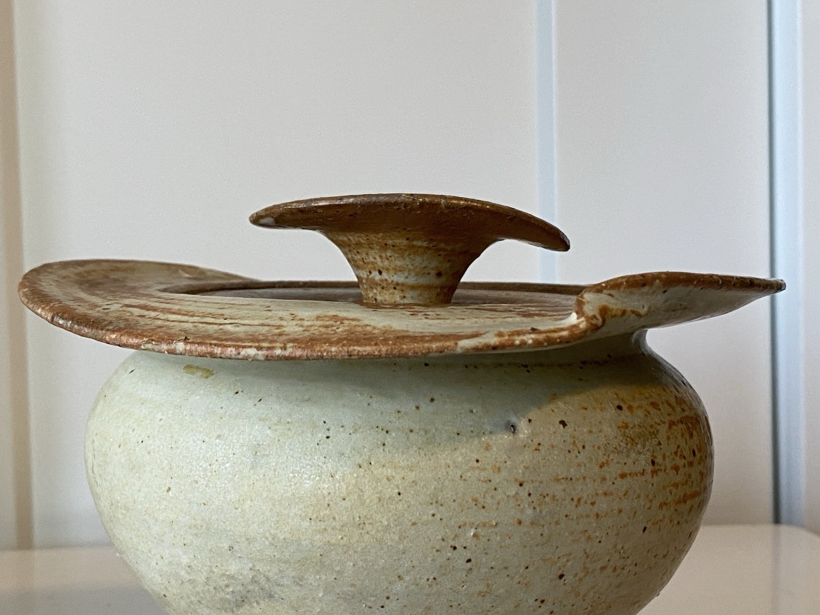 Mid Century Studio Pottery Lidded Jar PRITCHARD 1974 Unique Wabi Sabi Vintage
