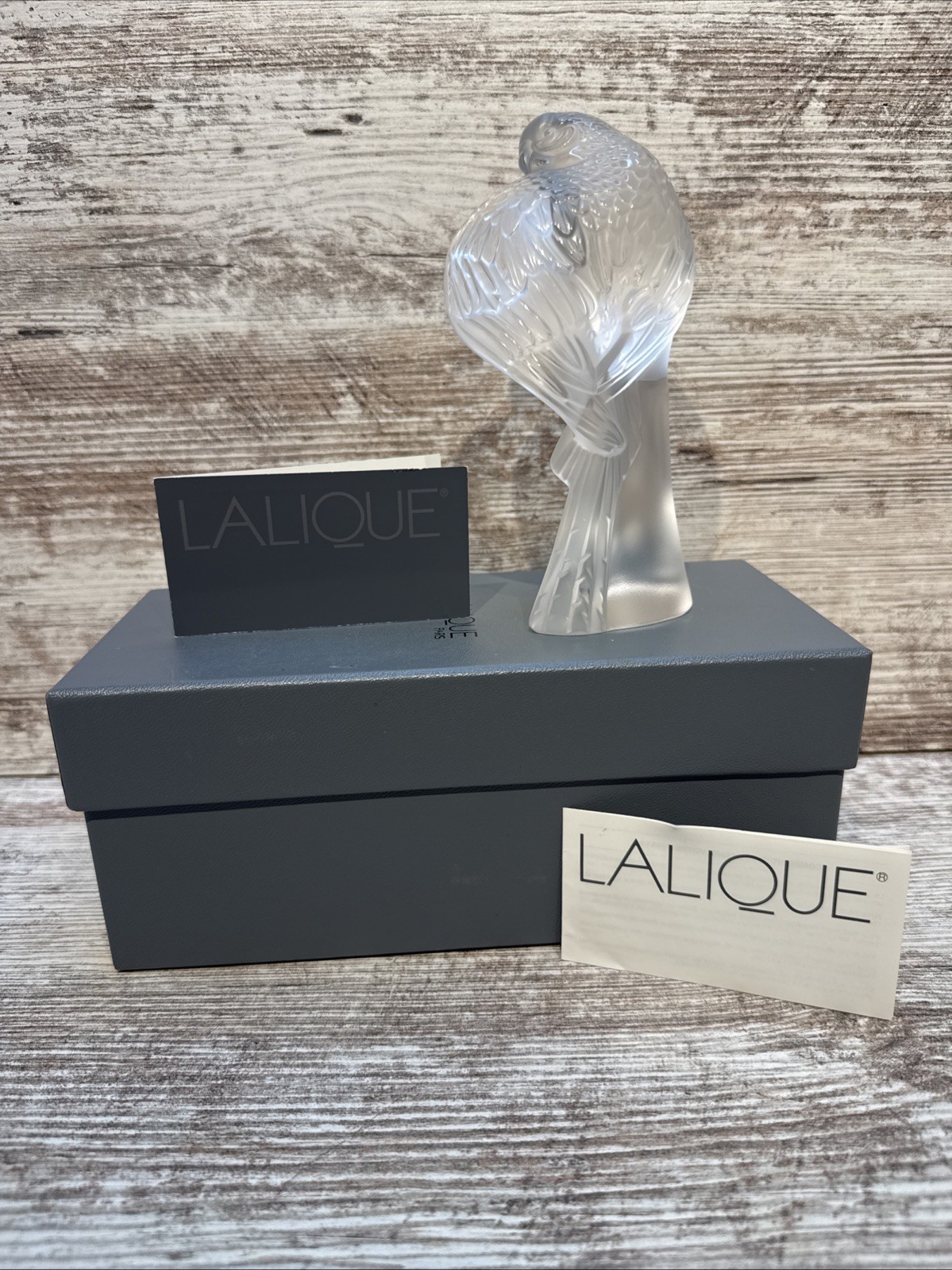 Lalique France Crystal Perruche Parakeet Bird Figurine-New In Original Box- MINT