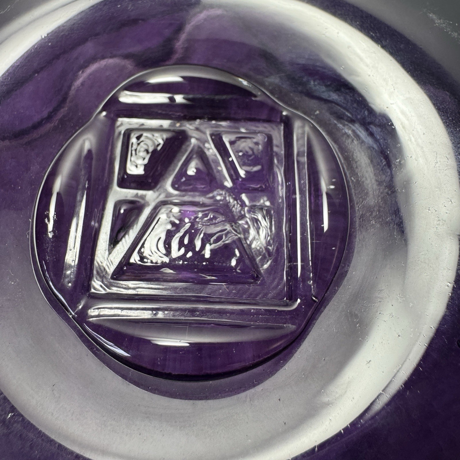 Purple Swirl Art Glass Sculpture Bowl Centerpiece Decor Artisan Handmade
