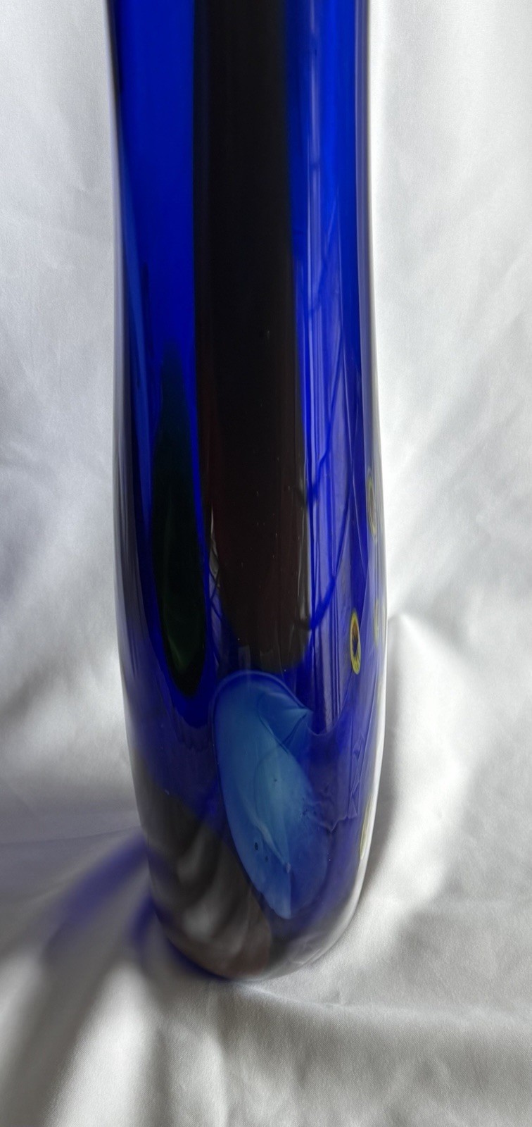 Huge 28” Cobalt Blue Millefiori Art Glass Vase SDS Seapoot Group Style