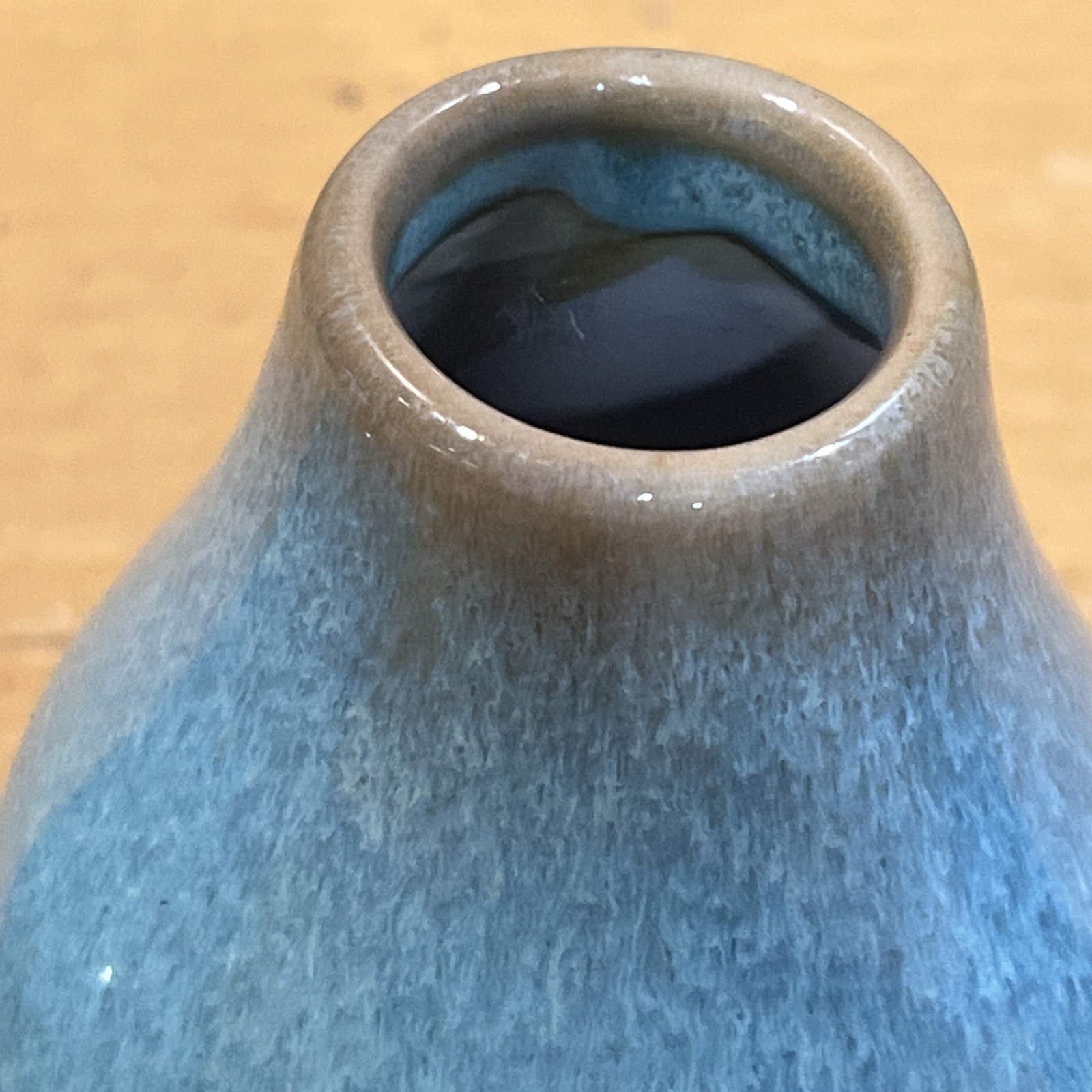 Small Ceramic Vase Green & Blue Glaze artisan pottery table centerpiece (2)