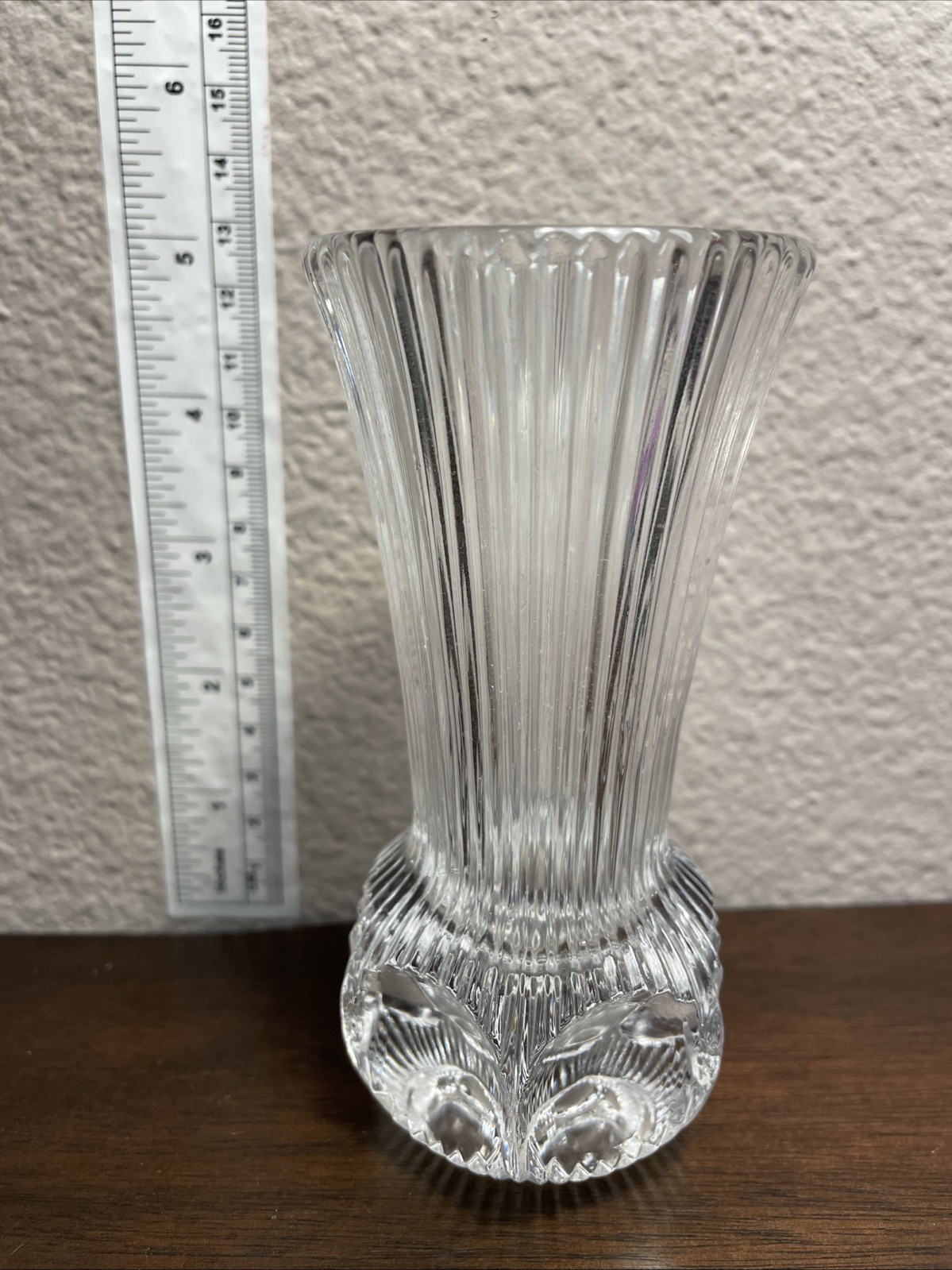 Vintage Fostoria Melissa Bud Vase Concave Thumb Print Lead Crystal Clear 4.5”T
