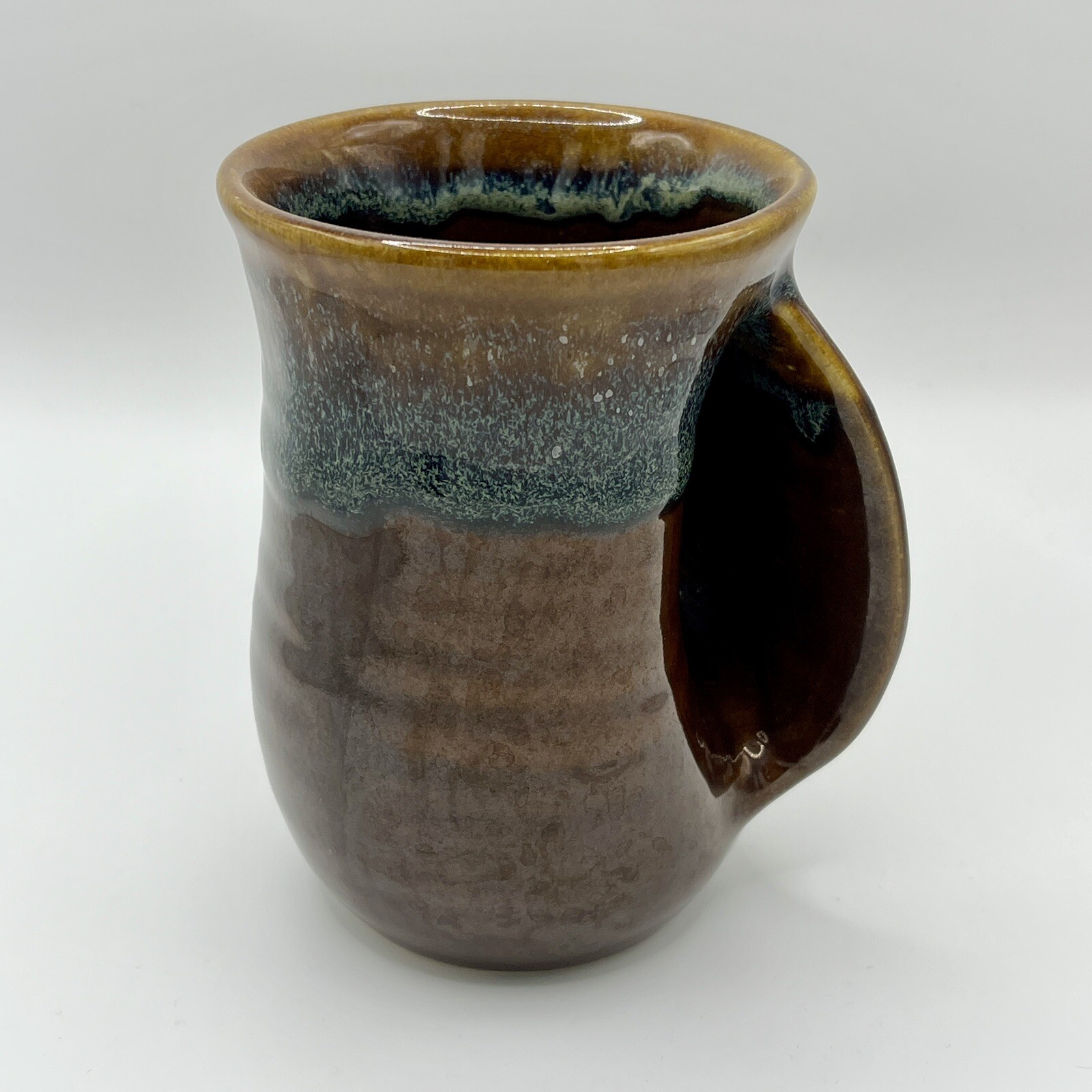 Neher Pottery Mug Cup Right Hand Warmer Clay in motion 2006 Signed Handmade