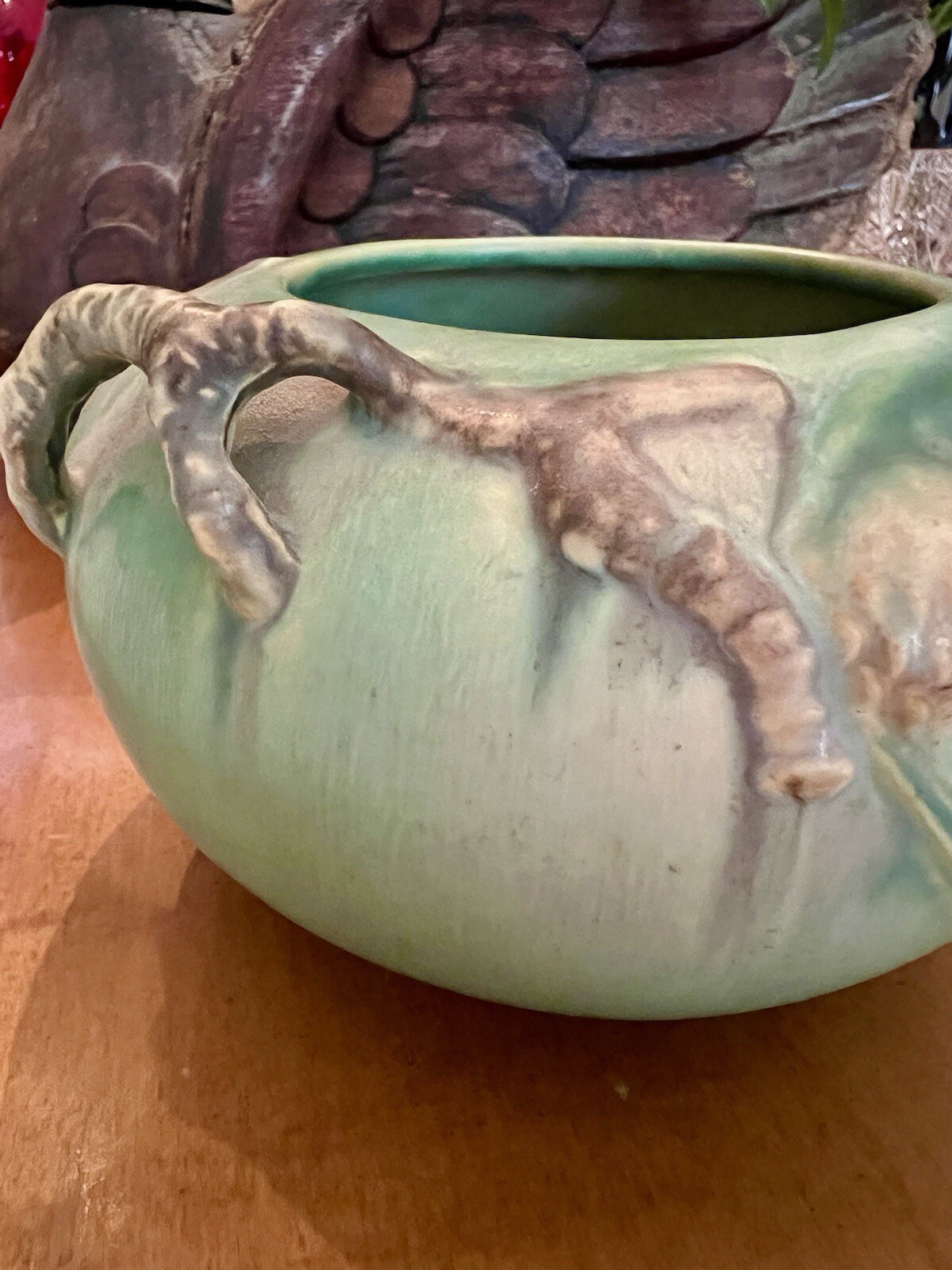 VTG Roseville Pottery Pinecone 278-4 Bowl, Vase, Green