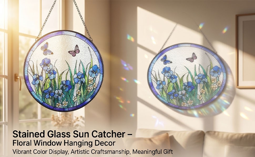 Stained Glass Sun Catcher Vibrant Color Home Living Room Bedroom Decor V1