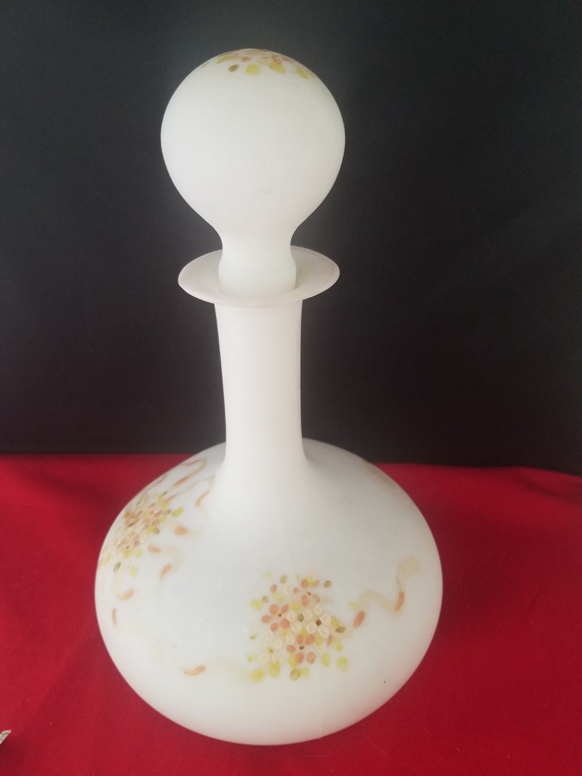 Antique Mt. Washington lusterless Boudoir satin glass bottle 9 1/4″h