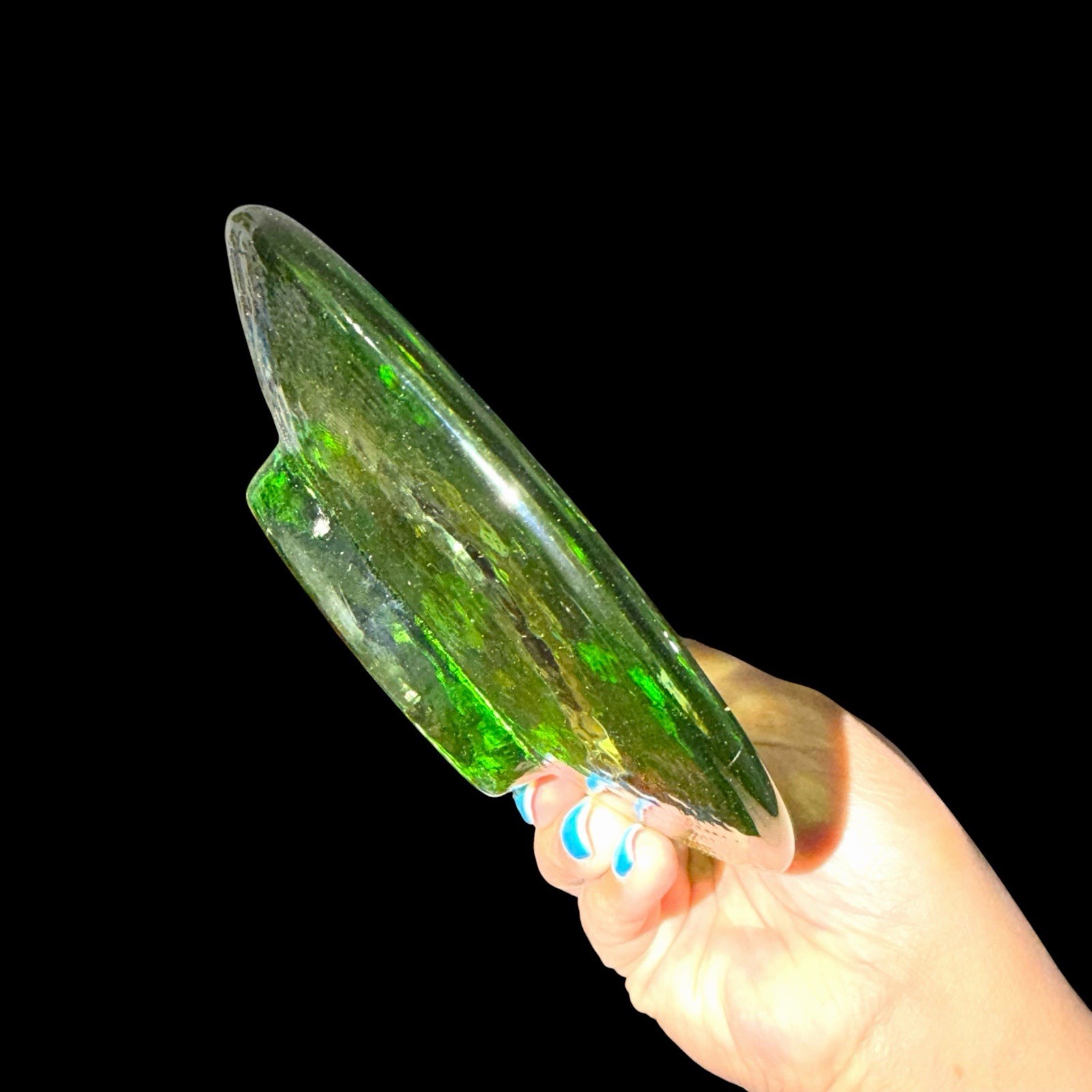 Fire & Light Celery Green Recycled Glass Pillar Candle Holder MCM Style USA