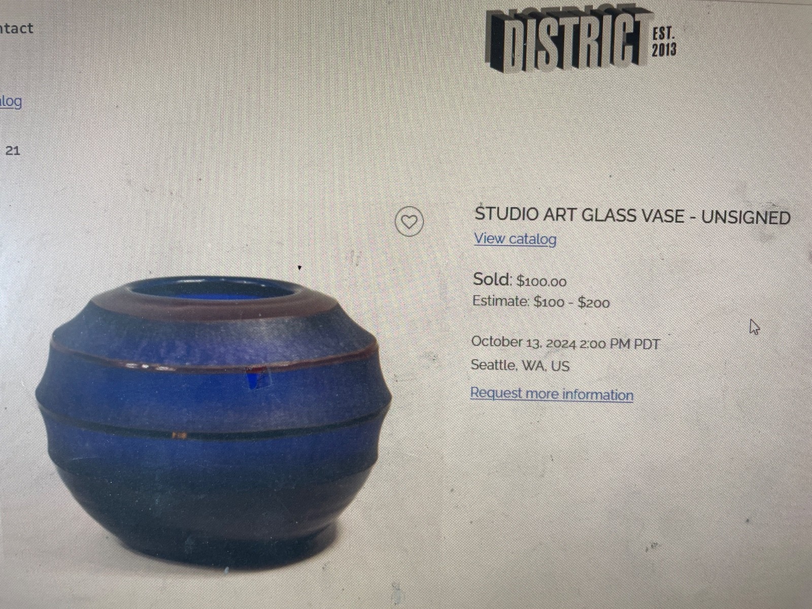 VTG Studio Art Glass Beehive Vase Blue Amber Sandblasted Etched 6.25×8″ ~ 5.75LB