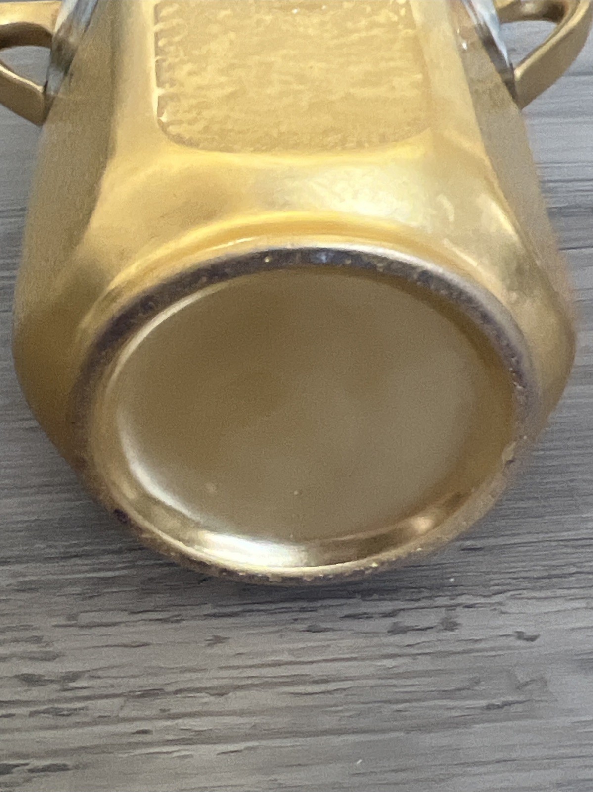 Vtg Gold Encrusted Double Handled 6” Vase Hand painted Landscape Design