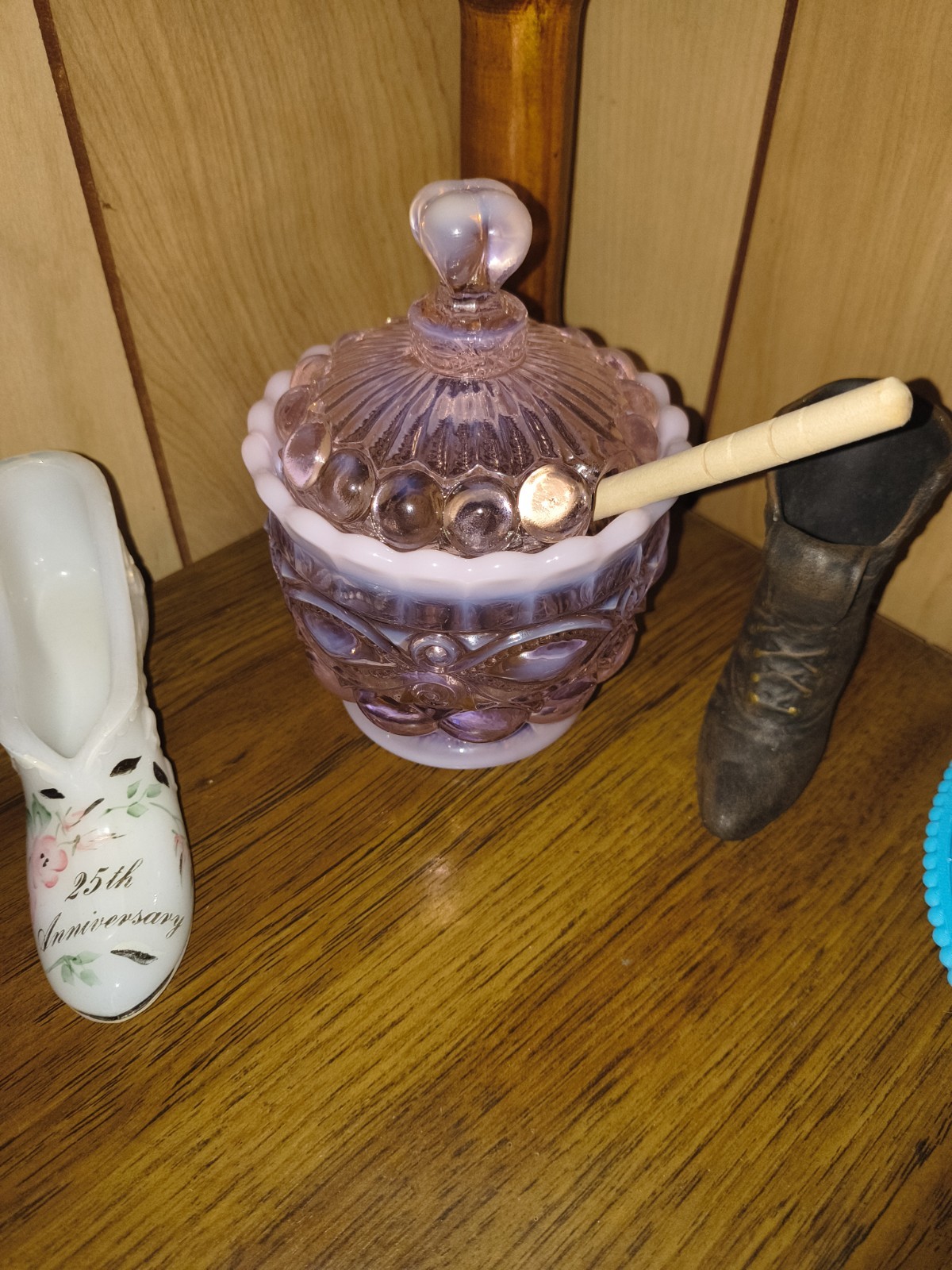 Mosser Glass Honey Jar Eye Winker Pink Plum