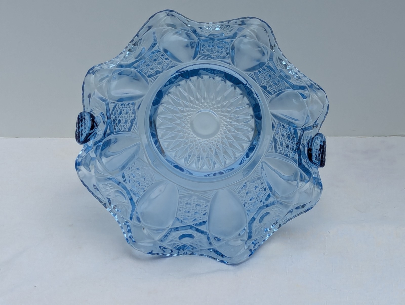 LE Smith Light Blue Glass Bride’s Basket 9 Quintec Vintage