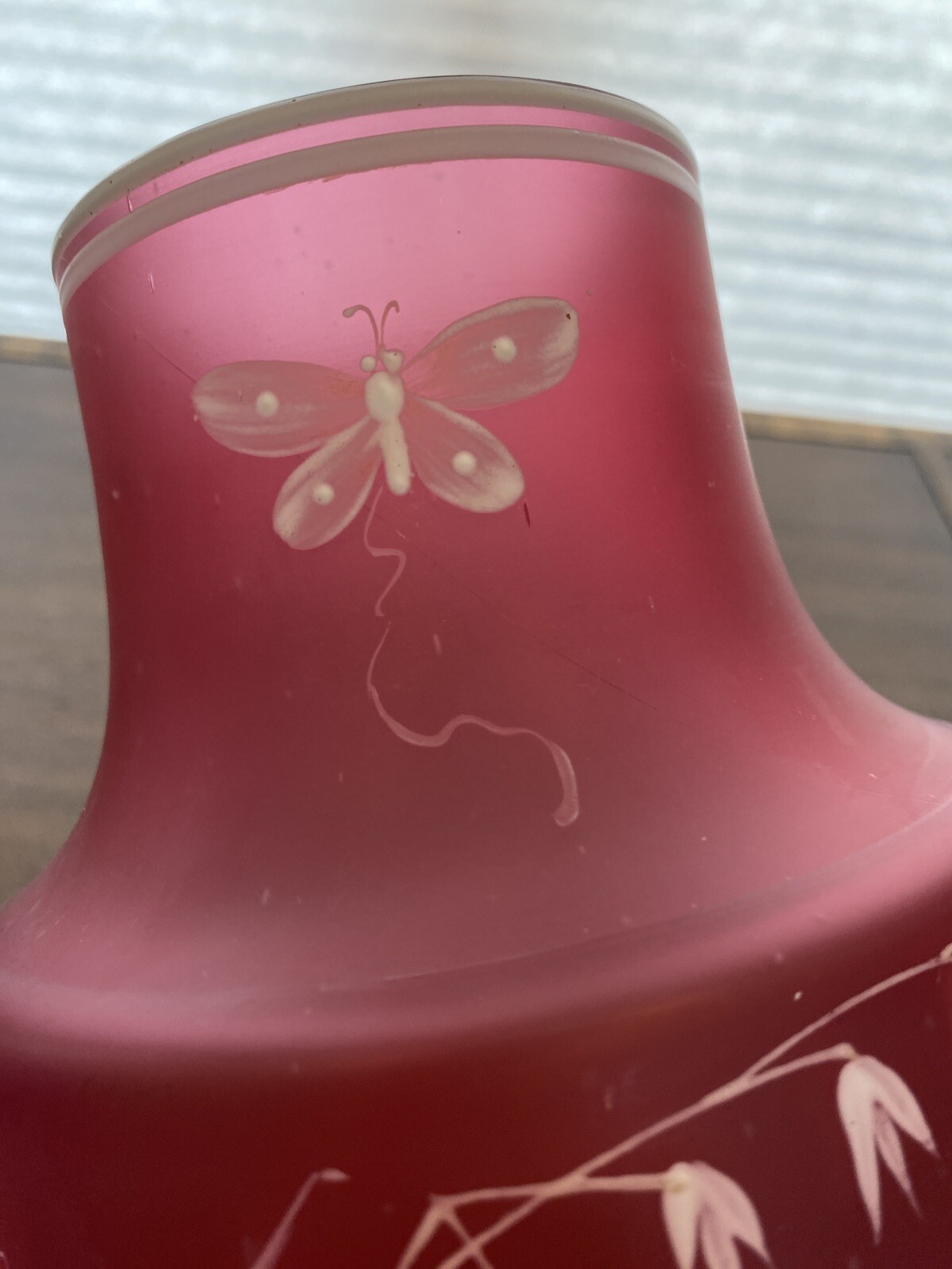 RARE ANTIQUE FLORENTINE ART CAMEO LARGE Cranberry Vase W/Woman In Nature 12.75″H