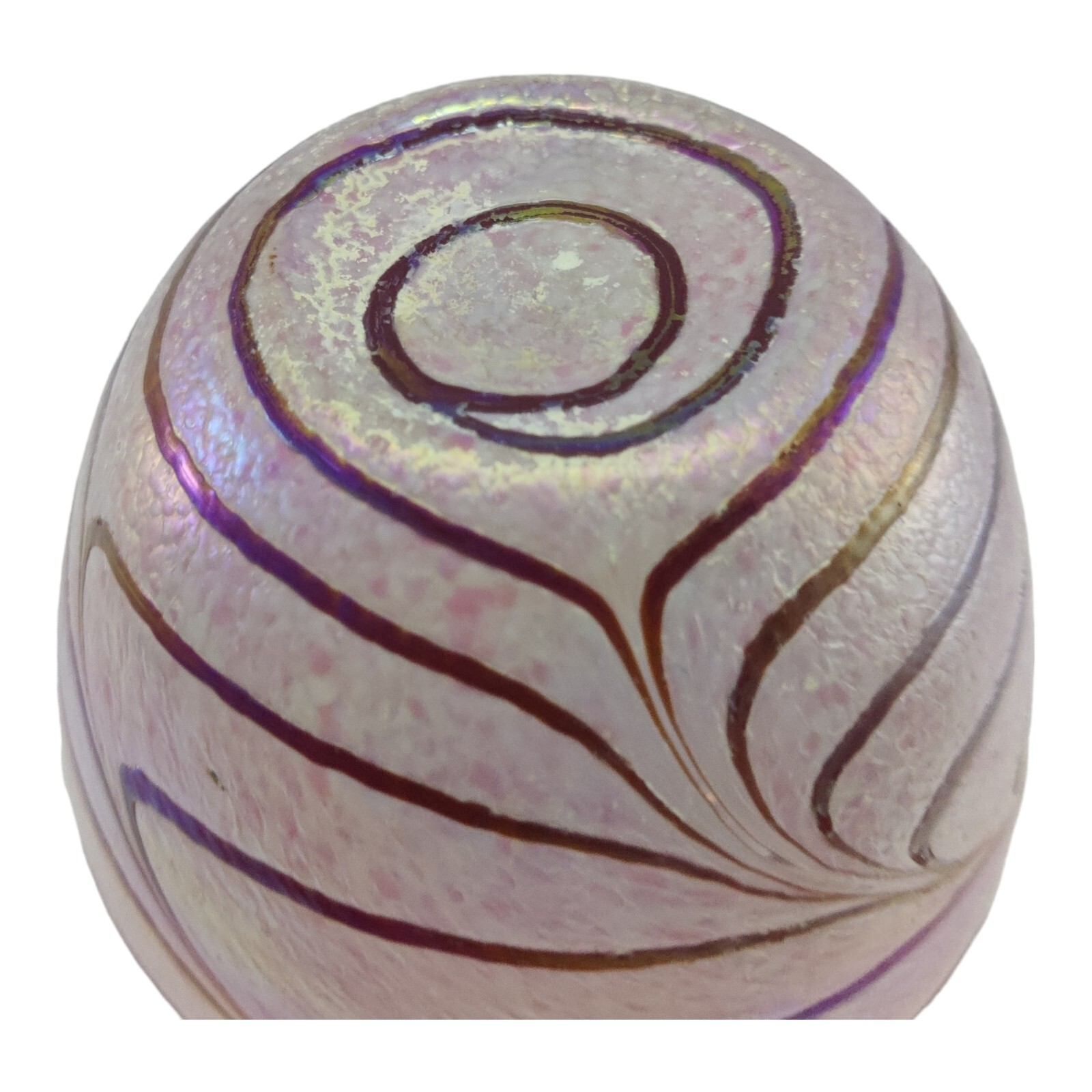 Art Glass Vase Teleflora Vase Pink Red Striped Iridescent Swirl Stretch