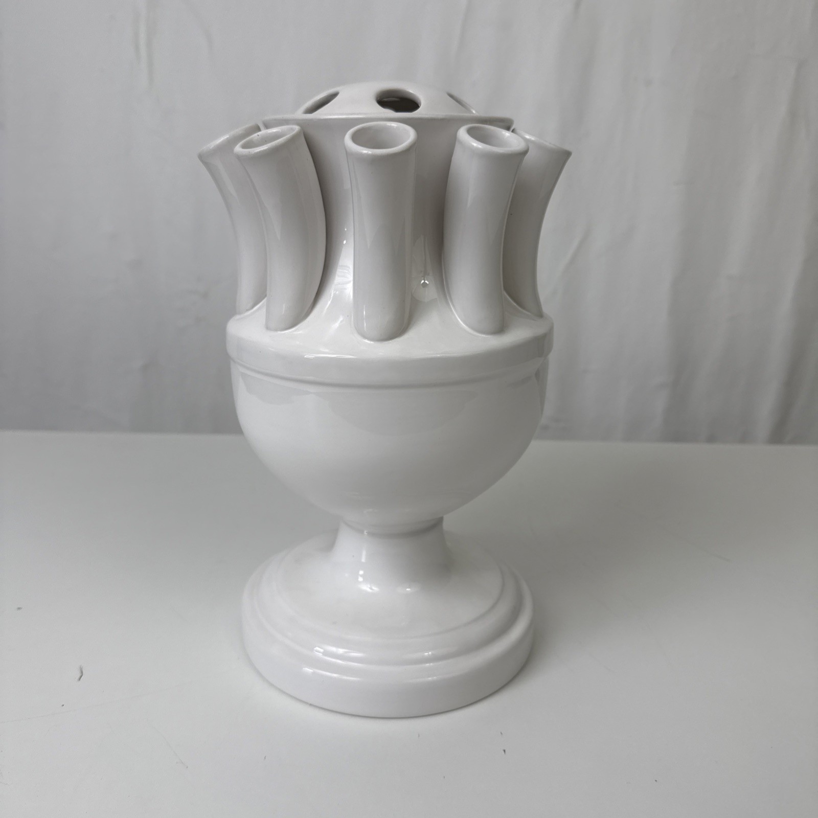 Abigails China White Ceramic Tulipiere Vase, 11.5″ Tall X 7″ Diameter