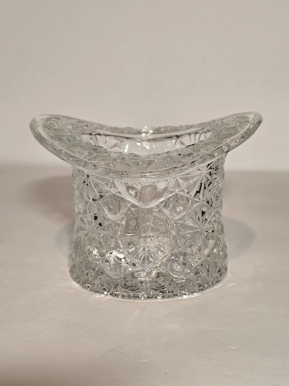 Vintage Fenton Daisy Button Hat Pressed Glass 3.25″ Vase Clear