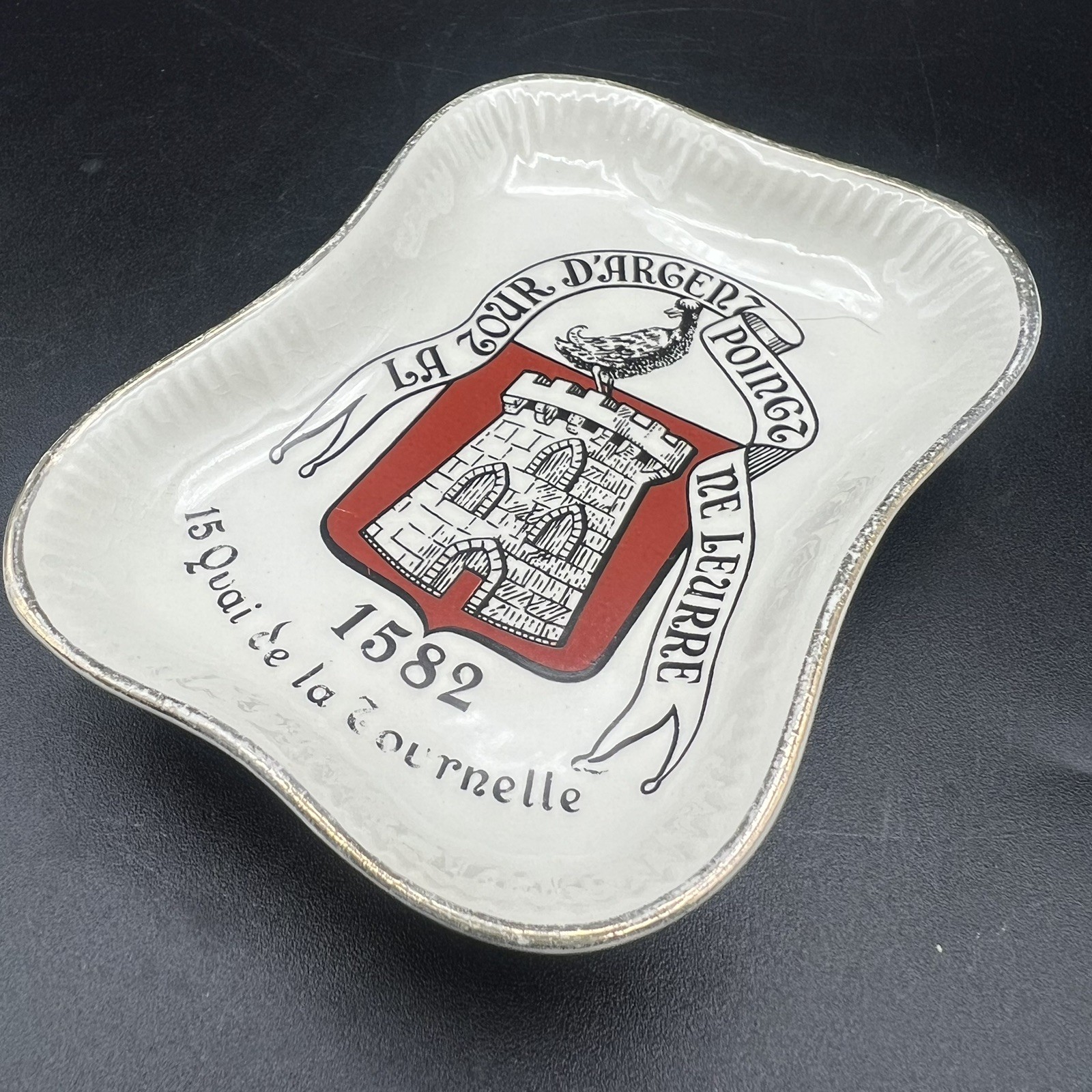 Restaurant La Tour D’Argent Poinct Ne Leurre Porcelain Ashtray Trinket Dish