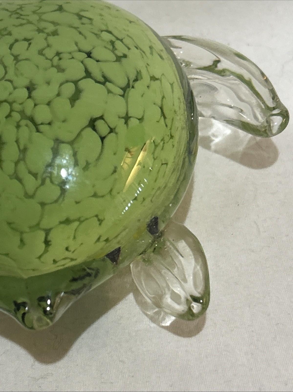 Vintage Fifth Ave Crystal Heavy Art Green Sea Turtle Paperweight