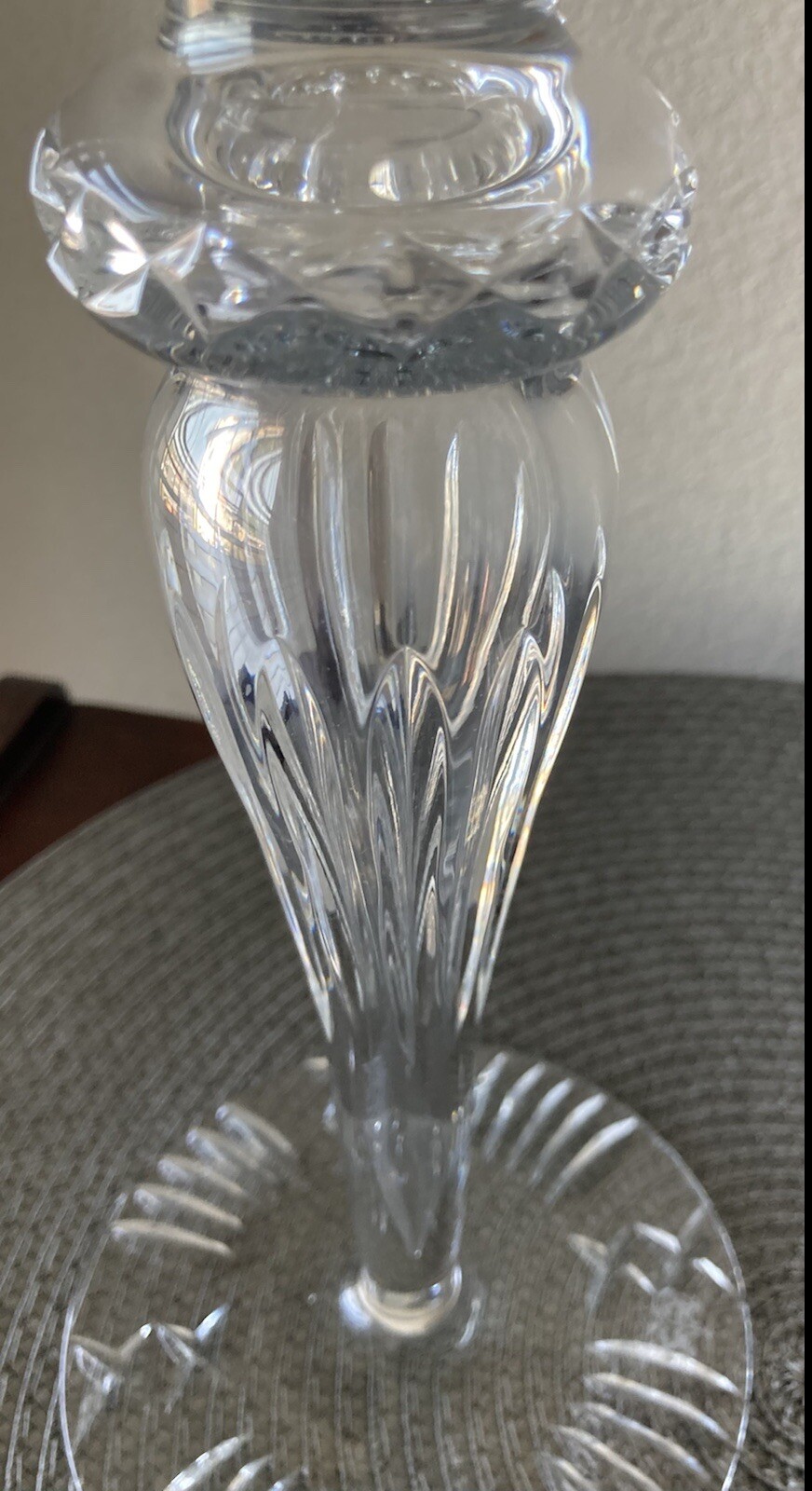 Design Guild Cut Crystal 12″ Candlestick Holders Etched Hungary Set Of 2