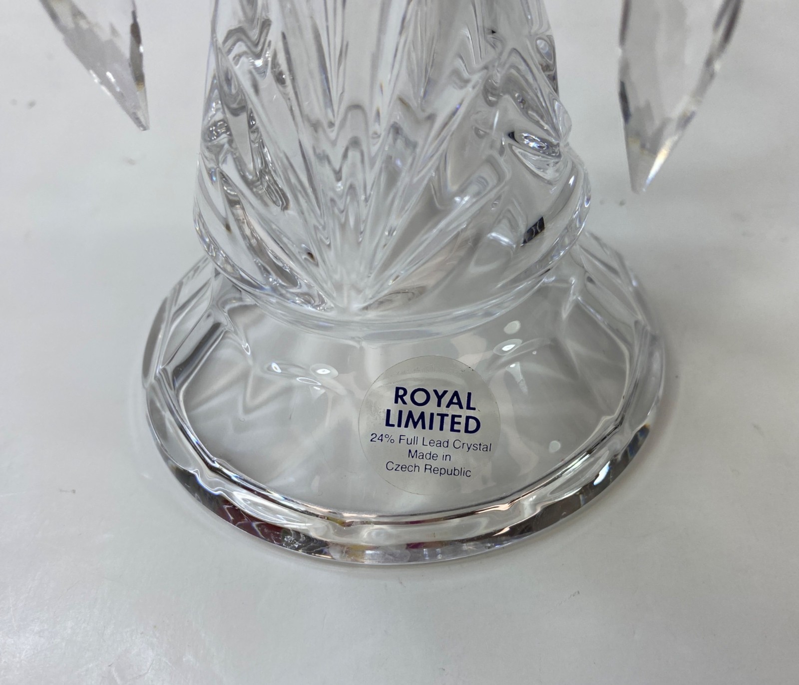 Royal Limited Clear Lead Crystal Glass Candlesticks Set of 2 Dangling Prisms